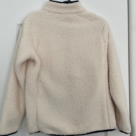 Lands' End Jackets & Coats Lands End Cream With Blue Trim Fleece Sherpa Jacket - Picture 2 of 6